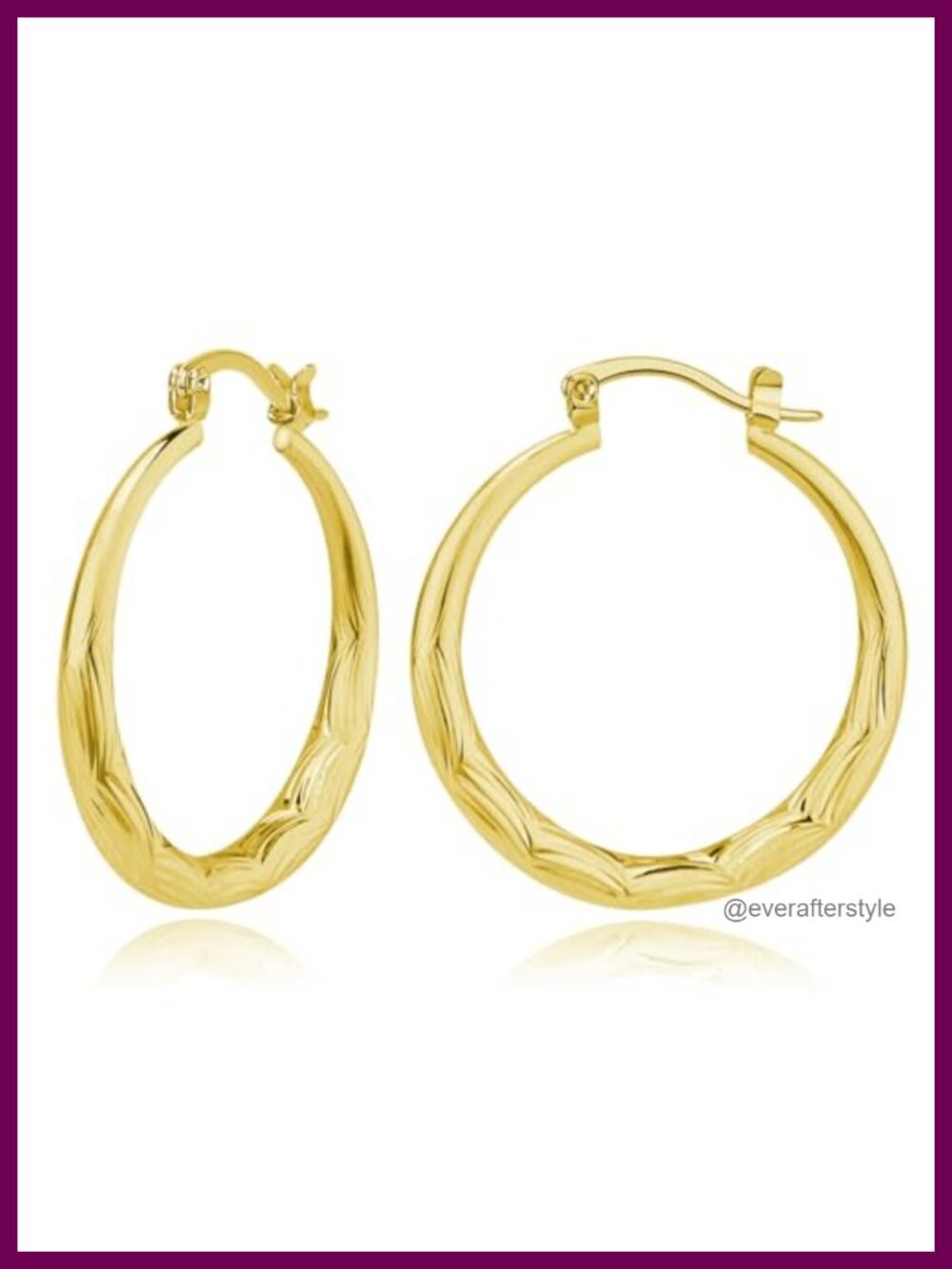 14K Gold Plated Ripple Line Hoop Earrings for Women Hypoallergenic Tarnish